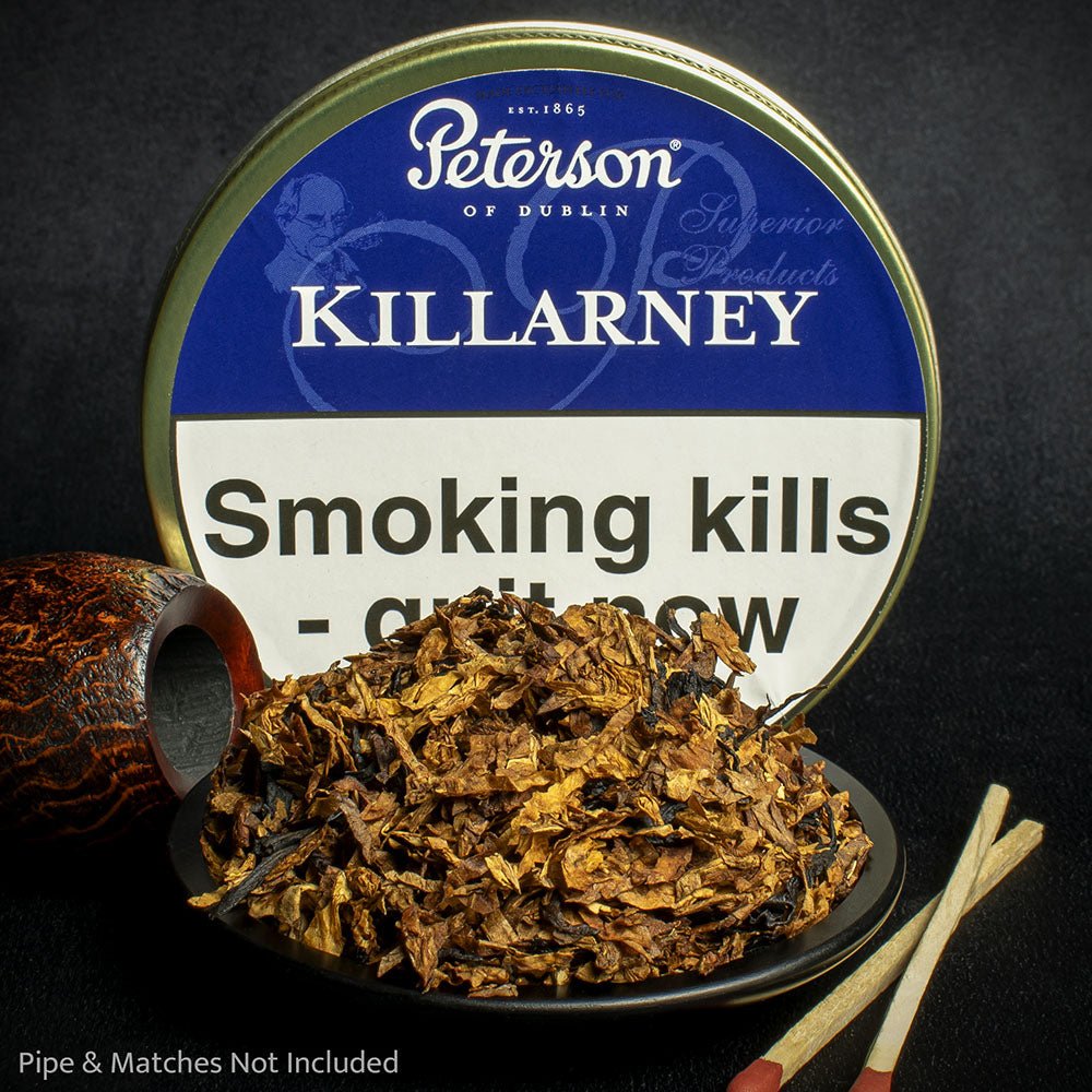 Peterson Killarney pipe tobacco, 10g sample. Sweet cream caramel aromatic over Black Cavendish & Virginia. Fast UK delivery, age verification required.