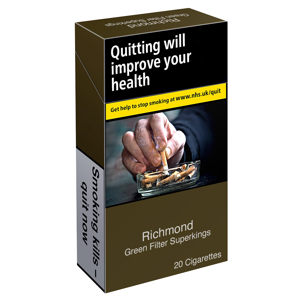 Buy Richmond Green Filter Superkings cigarettes 20 pack online UK. Non-menthol alternative with unique Green Filter. UK Duty Paid. Fast next day delivery available.